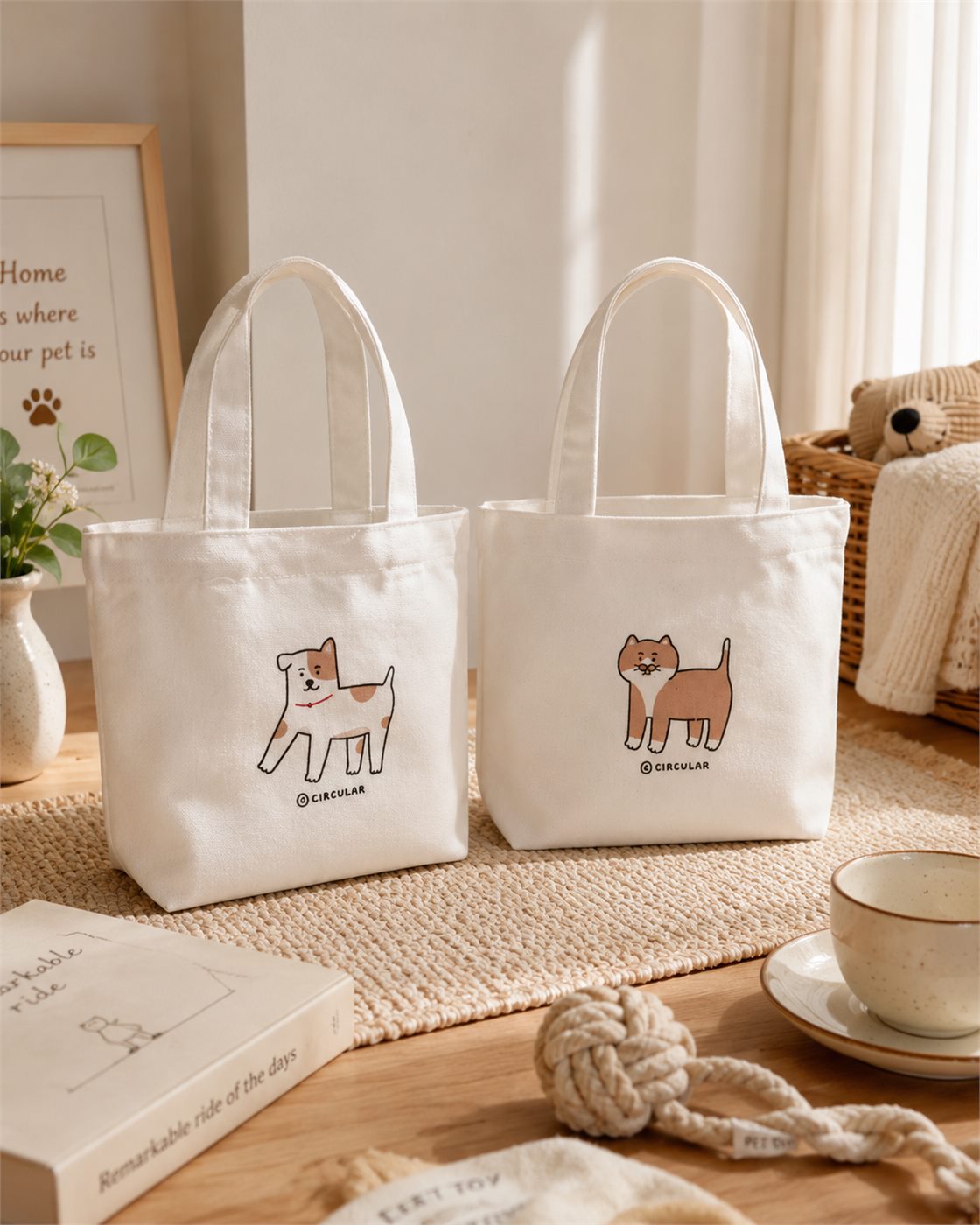 Standard poly-cotton canvas tote with short handles