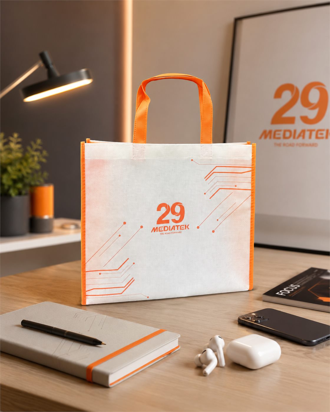 Sewn non-woven bag with reinforced cross-stitched handles